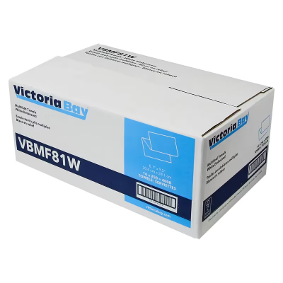 Victoria Bay Folded Paper Towel 9.5X8.11 IN 1PLY Virgin Paper Multifold Embossed 250 Sheets/Pack 16 Packs/Case 77 Cases/Pallet