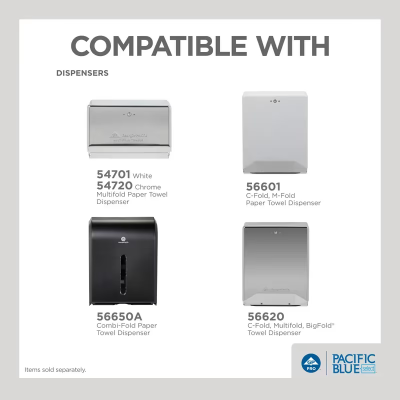 Pacific Blue Select Folded Paper Towel 9.2X9.4 IN 2PLY White 1/2 Fold 125 Sheets/Pack 16 Packs/Case 2000 Sheets/Case