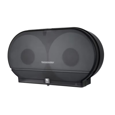 Victoria Bay Toilet Paper Dispenser 9X5.37X20.23X11.71 IN Black Translucent 2-Roll Jumbo Jr (JRT) Side-by-Side 1/Each