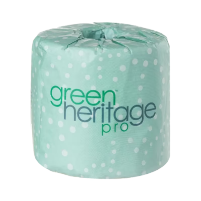 Green Heritage Pro Toilet Paper & Tissue Roll 4X3.1 IN 1PLY White Septic Safe 1000 Sheets/Roll 96 Rolls/Case