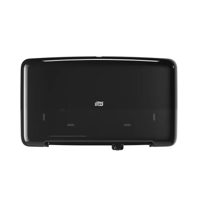Tork T2 Toilet Paper Dispenser 5.688X17X10.125 IN Plastic Wall Mount Black 2-Roll Mini Jumbo Roll Tissue (JRT) 1/Case