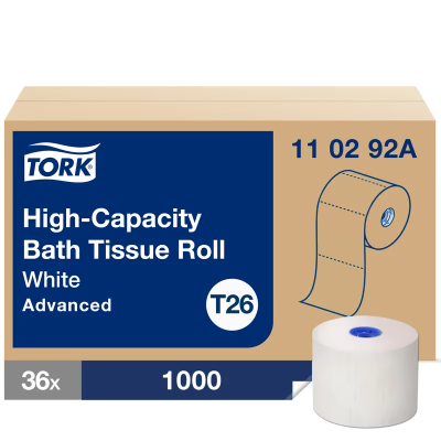 Tork Advance Toilet Paper & Tissue Roll T26 3.75X3.77 IN 312.5 FT 2PLY High Capacity 1000 Sheets/Roll 36 Rolls/Case