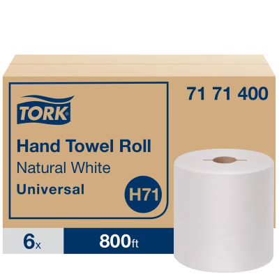 Tork Roll Paper Towel H71 7.5IN X800FT White Standard Roll Embossed Refill 7.8IN Roll 1.925IN Core Diameter 6 Rolls/Case