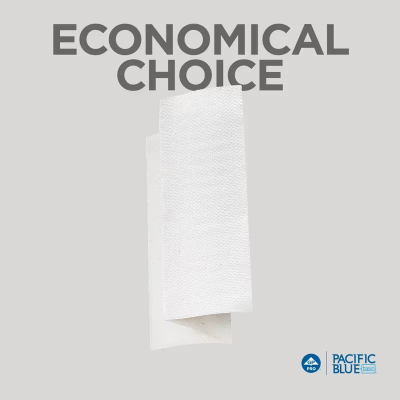 Pacific Blue Basic Folded Paper Towel 9.4X9.2 IN 1PLY White 1/2 Fold 250 Count/Pack 16 Packs/Case 4000 Count/Case