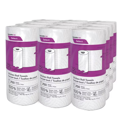 Cascades PRO Household & Kitchen Roll Paper Towel Jumbo 2PLY 250 Sheets/Pack 12 Packs/Case 3000 Sheets/Case