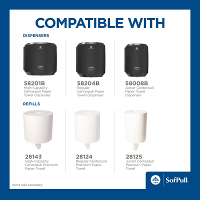 Sofpull® Roll Paper Towel 14.8X7.8 IN 1PLY White Centerpull 324 Sheets/Roll 6 Rolls/Case 1944 Sheets/Case