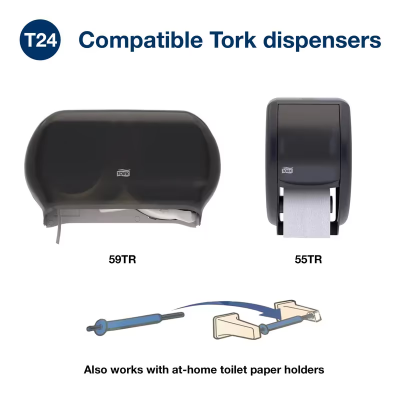 Tork Toilet Paper & Tissue Roll T24 3.75X3.96 IN 156.25 FT 2PLY White  Embossed Refill 500 Sheets/Roll 80 Rolls/Case