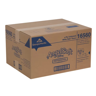 Angel Soft Ultra Professional® Toilet Paper & Tissue Roll 2PLY White Embossed Sheet L x W: 4IN X 4IN 400 Sheets/Roll