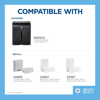 Pacific Blue Ultra™ Folded Paper Towel 10.2X10.8 IN 1PLY White 1/2 Fold 220 Sheets/Pack 10 Packs/Case 2200 Sheets/Case