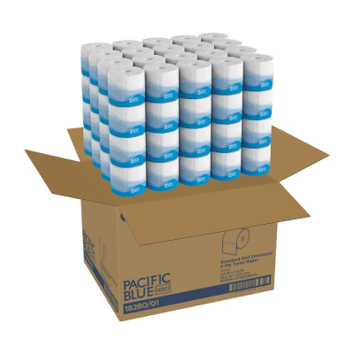 Pacific Blue Select Toilet Paper & Tissue Roll 4X3.8 IN 2PLY White Embossed Standard EPA Indicator 550 Sheets/Roll