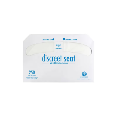 Discreet Seat® Toilet Seat Cover White Half-Fold 250 Sheets/Pack 20 Packs/Case