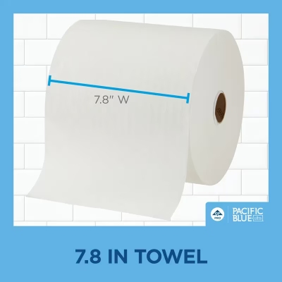 Pacific Blue Ultra™ Roll Paper Towel 7.8X7.875 IN 1150 FT 1PLY White Standard Roll 1.563IN Core Diameter 6/Case