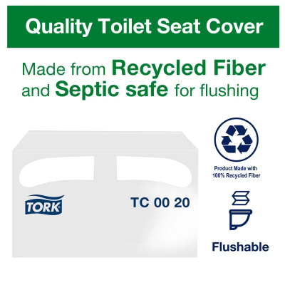 Tork Toilet Seat Cover V1 14.5X9.5 IN 14.5X9.5 IN White Half-Fold Universal Refill 12/Case