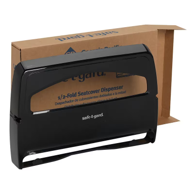 Safe-T-Gard® Toilet Paper & Seat Cover Dispenser 11.75X2.5 IN Black 1/2 Fold 1/Each