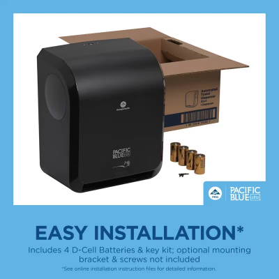 Pacific Blue Ultra™ Paper Towel Dispenser 9X12.9X16 IN Wall Mount Black 1-Roll Touchless High Capacity Automatic 1/Each