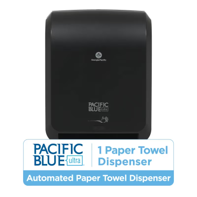 Pacific Blue Ultra™ Paper Towel Dispenser 9X12.9X16 IN Wall Mount Black 1-Roll Touchless High Capacity Automatic 1/Each