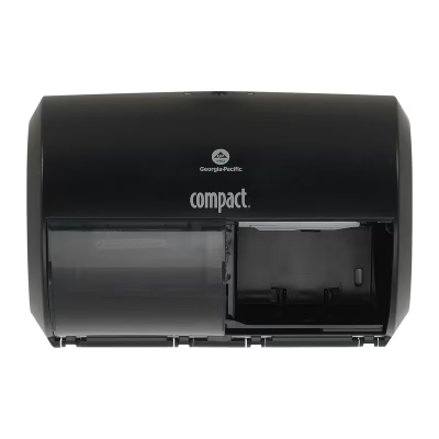 Compact® Toilet Paper Dispenser 6.75X10.12 IN Wall Mount Black 2-Roll Coreless Side-by-Side High Capacity 1/Each