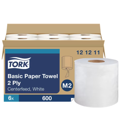 Tork Roll Paper Towel M2 11.8X7.1 IN 590 FT 2PLY Centerfeed Universal Refill Watertight 600 Sheets/Roll 6 Rolls/Case