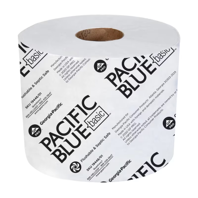 Pacific Blue Basic Toilet Paper & Tissue Roll 4X3.8 IN 2PLY White Standard EPA Indicator 1000 Sheets/Roll 48 Rolls/Case