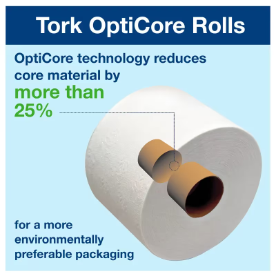 Tork OptiCore® Toilet Paper & Tissue Roll T10 3.5X3.75 IN 583.333 FT 2PLY White Universal 2000 Sheets/Roll