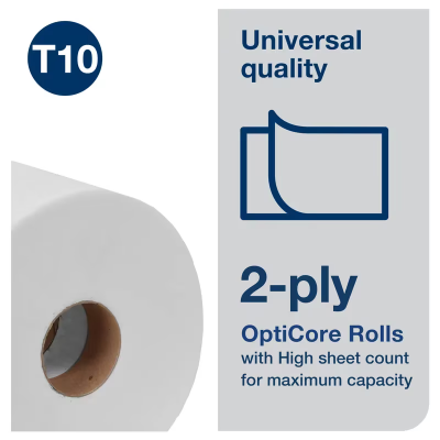 Tork OptiCore® Toilet Paper & Tissue Roll T10 3.5X3.75 IN 583.333 FT 2PLY White Universal 2000 Sheets/Roll