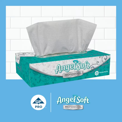Angel Soft Professional® Facial Tissue 8.4X7.54 IN 2PLY White 1/2 Fold Flat Box Premium 100 Sheets/Pack 30 Packs/Case