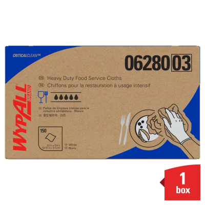 WypAll® X80 Food Service Cleaning Towel 23.3X12.4 IN Heavy Duty HydroKnit White Blue 1/4 Fold 150/Case