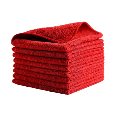 Cleaning Cloth 16X16 IN Light Duty Microfiber Red Economy 24/Pack