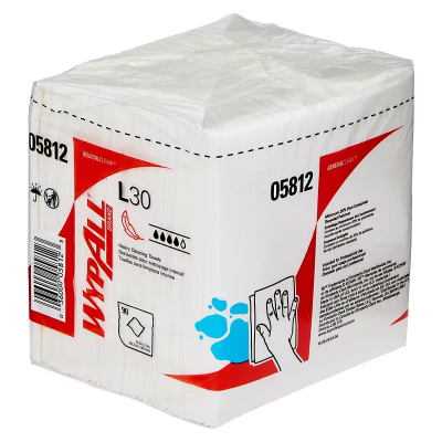 WypAll® L30 Cleaning Wipe 12X12.5 IN DRC White 1/4 Fold 90 Count/Pack 12 Packs/Case 1080 Count/Case
