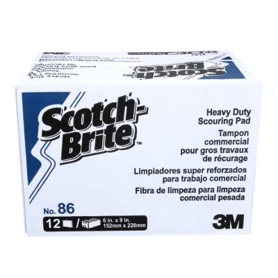 Scotch-Brite™ 86 Scouring Pad 9X6 IN Heavy Duty Fiber Green Rectangle Dishwasher Safe 12 Count/Box 3 Box/Case