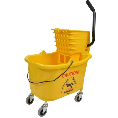 Mop Bucket & Wringer 35 QT Plastic Yellow Side Press 1/Each