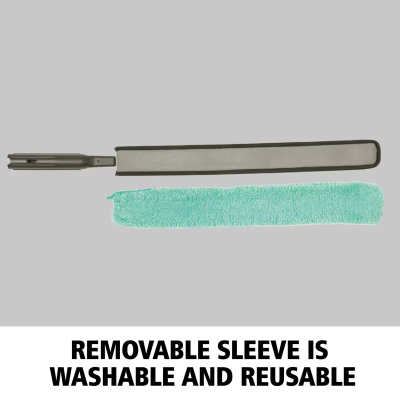 Hygen™ Dusting Wand & Duster 28.75 IN Microfiber Black Gray Reusable Quick Connect Flexi Wand 1/Each