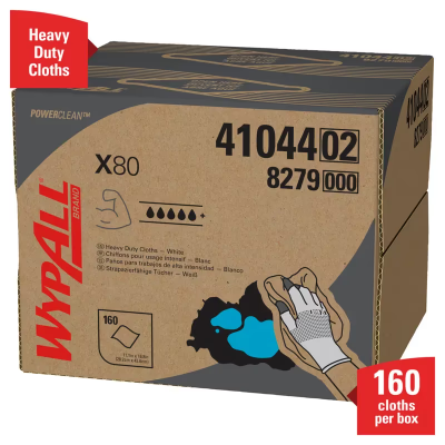 WypAll® X80 Cleaning Towel 11.1X16.8 IN Heavy Duty HydroKnit White Brag Box 160 Count/Pack 1 Packs/Case 160 Count/Case