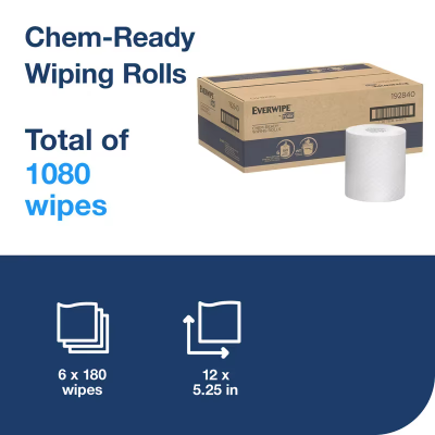 Everwipe® Cleaning Wipe Refill 12X5.25 IN 180 FT 1 White Embossed Roll 180 Count/Roll 6 Rolls/Case