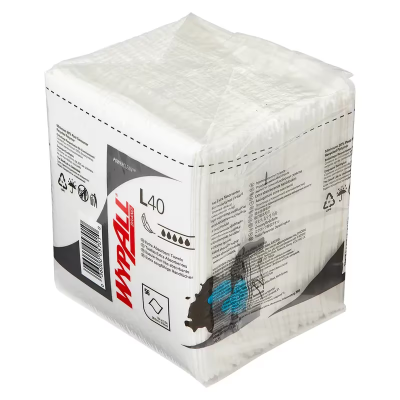 WypAll® L40 Cleaning Wipe 12X12.5 IN DRC White 1/4 Fold Extra Absorbent 56 Count/Pack 18 Packs/Case 1008 Count/Case
