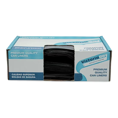 Victoria Bay Can Liner 38X60 IN Black Plastic 22MIC Roll 25 Count/Pack 6 Packs/Case 150 Count/Case