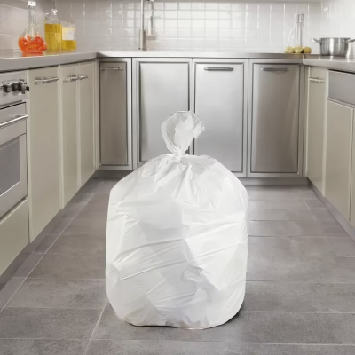 Victoria Bay Can Liner 33X39 IN 33 GAL Opaque White LLDPE 0.75MIL Roll 25 Count/Roll 6 Rolls/Case