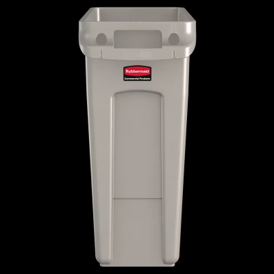 Slim Jim® 1-Stream Trash Can 22X11X25 IN 16 GAL 64 QT Beige Rectangle Resin Slim 1/Each