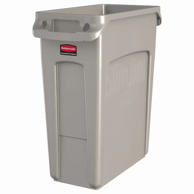 Slim Jim® 1-Stream Trash Can 22X11X25 IN 16 GAL 64 QT Beige Rectangle Resin Slim 1/Each