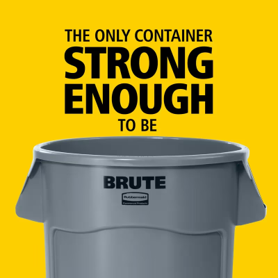 Brute® 1-Stream Trash Can 28.03X24.09X31.3 IN 44 GAL 176 QT Gray Round Resin Self-Venting Stationary Food Safe 1/Each