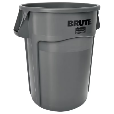 Brute® 1-Stream Trash Can 28.03X24.09X31.3 IN 44 GAL 176 QT Gray Round Resin Self-Venting Stationary Food Safe 1/Each