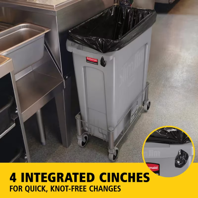 Slim Jim® Trash Can 22X11X30 IN 23 GAL 92 QT Gray Rectangle Resin Venting Channels Slim 1/Each