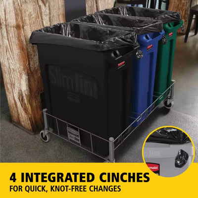 Executive Series™ 1-Stream Trash Can 11X22X30 IN 23 GAL 92 QT Black Rectangle Resin Venting Channels Slim 1/Each