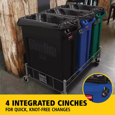 Slim Jim® 1-Stream Recycling Bin 11X22X30 IN 23 GAL 92 QT Blue Rectangle Resin Venting Channels Slim 1/Each