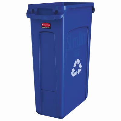 Slim Jim® 1-Stream Recycling Bin 11X22X30 IN 23 GAL 92 QT Blue Rectangle Resin Venting Channels Slim 1/Each