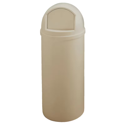 Can & Lid 15 GAL 60 QT Beige Round Resin With Dome Lid 1/Each