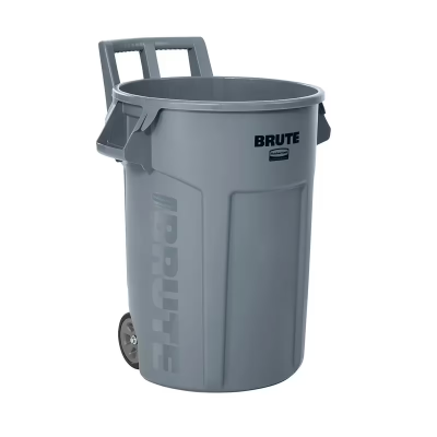 Brute® Trash 1-Stream Curbside Trash 28.36X27.57X35.75 IN 44 GAL 176 QT Gray Resin Venting Channels Food Safe Wheels 1/Each