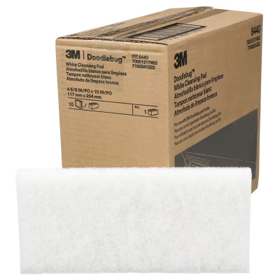 3M™ 8440 Cleaning Pad 10X4.625 IN Synthetic Fiber White Rectangle 5 Count/Box 4 Box/Case 20 Count/Case