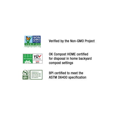 Compostable Liner 47X60 IN 64 GAL Green Plant Fiber 0.8MIL 10 Count/Pack 6 Packs/Case 60 Count/Case