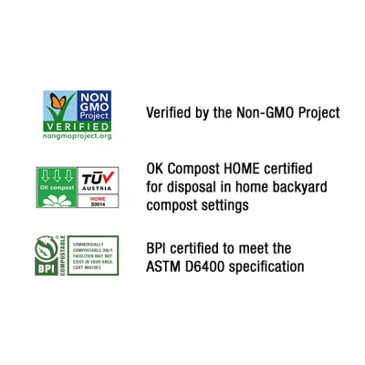 Compostable Liner 34X48 IN 44 GAL Green Plant Fiber 0.88MIL 10 Count/Pack 8 Packs/Case 80 Count/Case